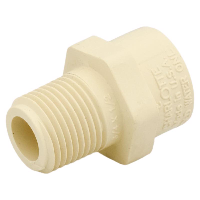 CHARLOTTE PIPE & FOUNDRY CO, Charlotte Pipe FlowGuard 3/4 in. Hub X 1/2 in. D MPT CPVC Reducing Adapter