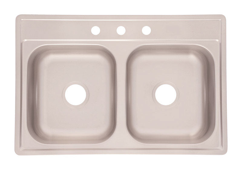 FRANKE KITCHEN SYSTEMS LLC, Franke Kindred Stainless Steel Top Mount 33 in. W X 22 in. L Two Bowls Double Kitchen Sink