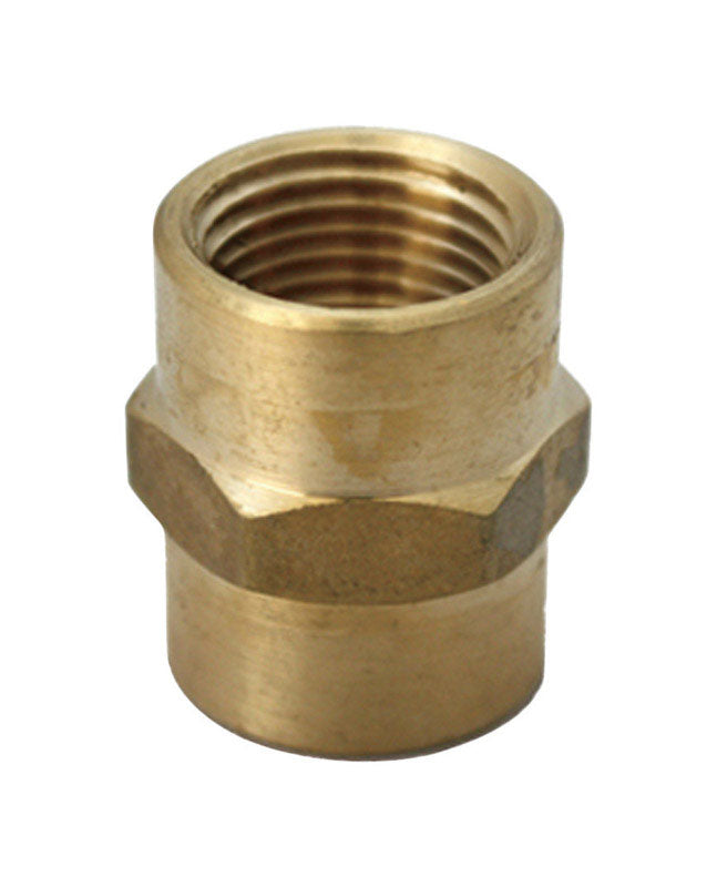 JMF COMPANY, JMF 1/2 in. FPT x 3/8 in. Dia. FPT Yellow Brass Reducing Coupling (Pack of 4)