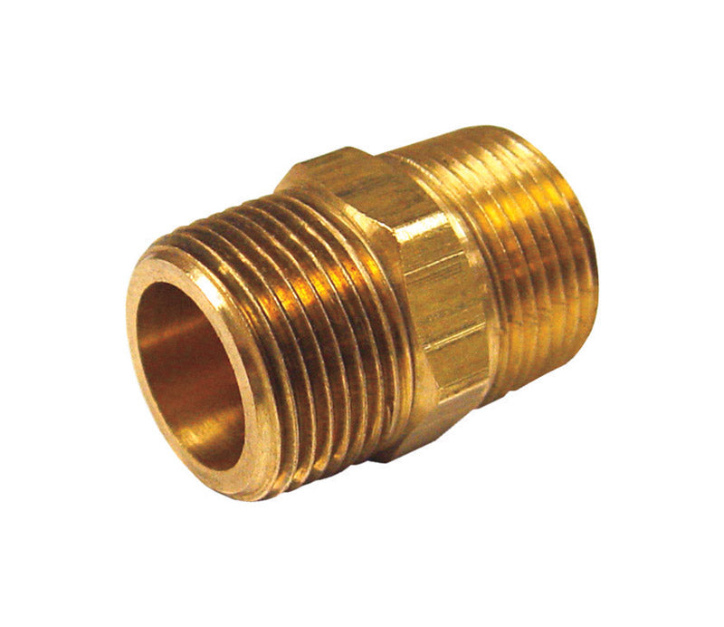 JMF COMPANY, JMF 1/2 in. MPT x 3/8 in. Dia. MPT Red Brass Reducing Hex Nipple (Pack of 5)