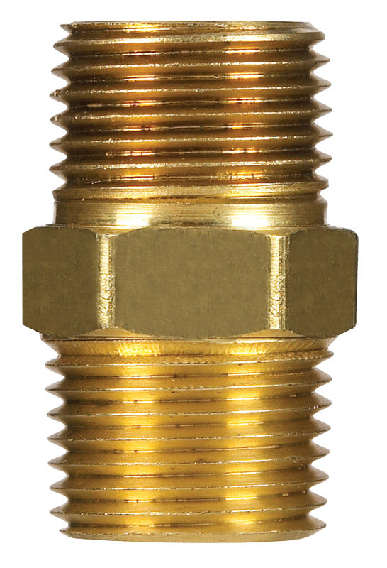 JMF COMPANY, JMF 1/4 in. MPT Yellow Brass Hex Nipple (Pack of 10)