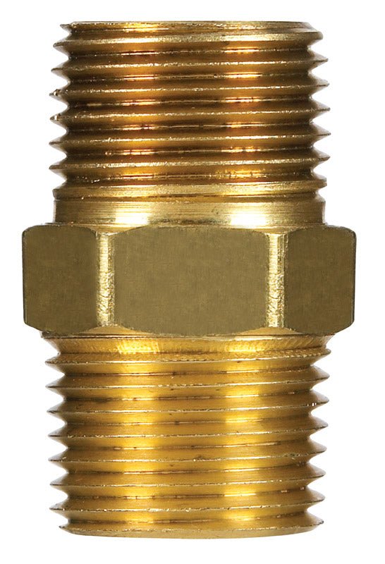 JMF COMPANY, JMF 1/8 in. MPT Yellow Brass Hex Nipple (Pack of 10)