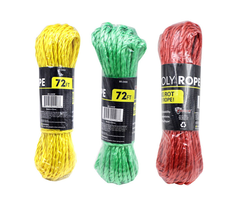 DIAMOND VISIONS INC, JMK 1/4 in. Dia. x 72 in. L Assorted Twisted Poly Rope (Pack of 36)