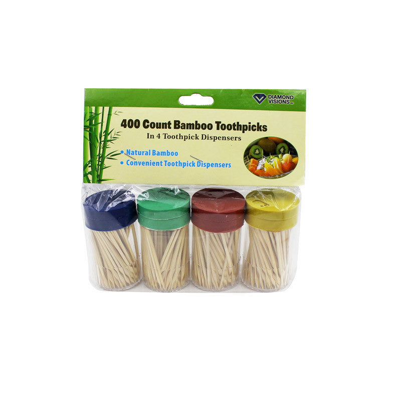 DIAMOND VISIONS INC, JMK Bamboo Toothpicks with Containers (Pack of 24)