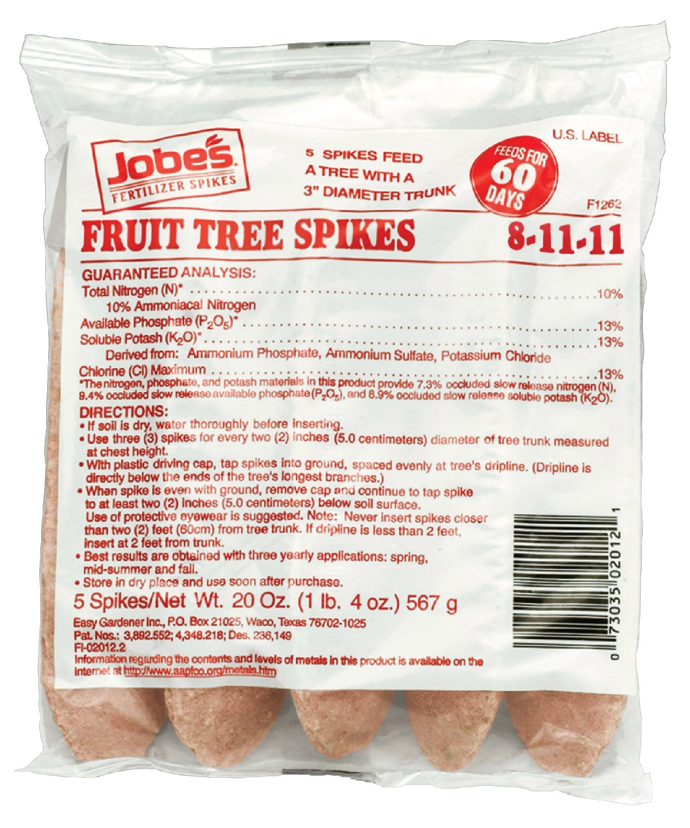 Jobes, Jobes 02012 Fruit Tree Spikes 8-11-11 5 Pack