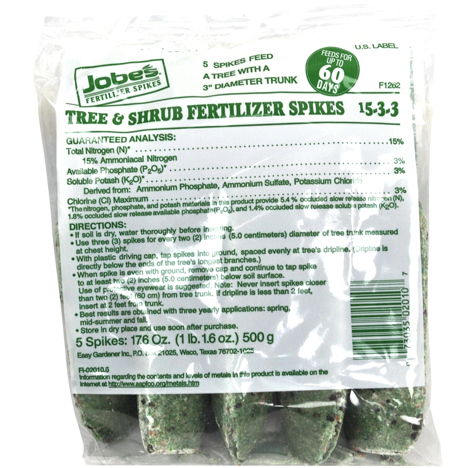 Jobes, Jobes 2010 Tree & Shrub Fertilizer Spikes 15-3-3 5 Pack