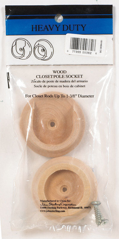 KNAPE & VOGT MFG CO, John Sterling Pro 1-3/8 in. L x 1-3/8 in. Dia. Brass Wood Rod Socket (Pack of 25)