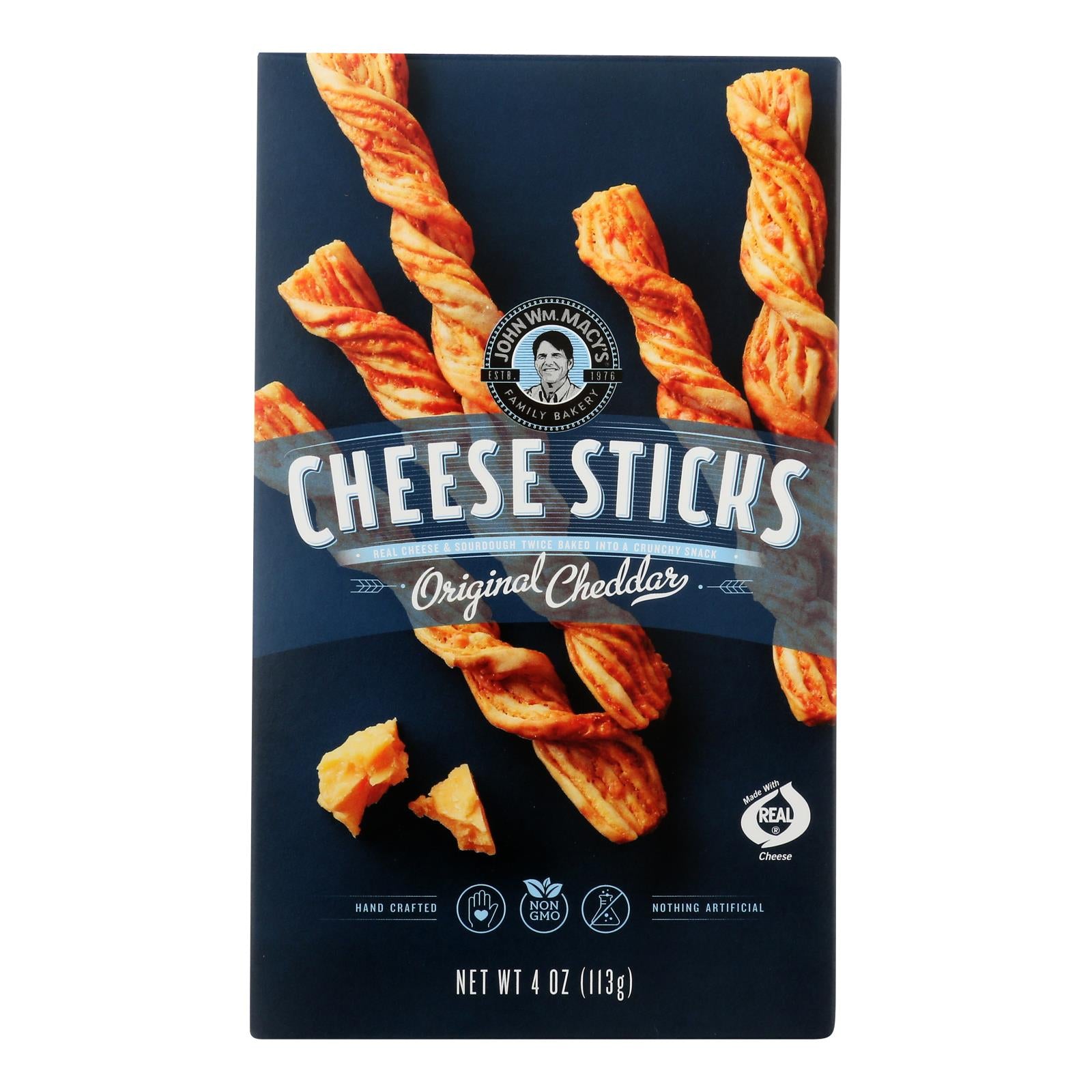 John Wm Macy'S, John WM Macy's - Cheese Sticks - Original Cheddar - Case of 12 - 4 oz. (Pack of 12)