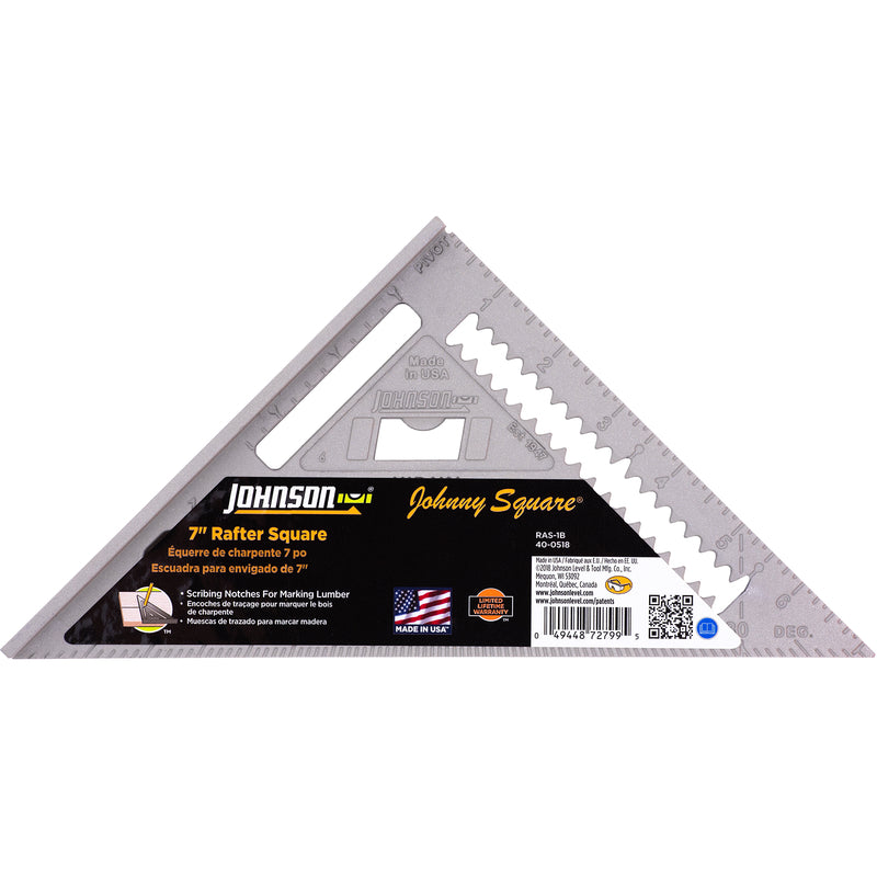 JOHNSON LEVEL & TOOL MFG CO INC, Johnson Johnny Square 7 in. L Aluminum Professional Rafter Square