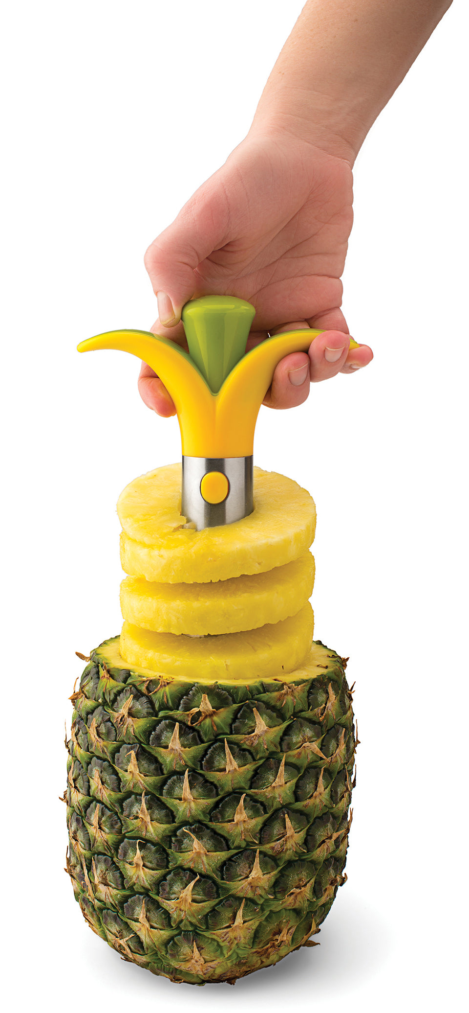 Harold Import Co., Joie 30666 10.5 X 4 X 5 Silver & Yellow Blossom Pineapple Corer & Slicer