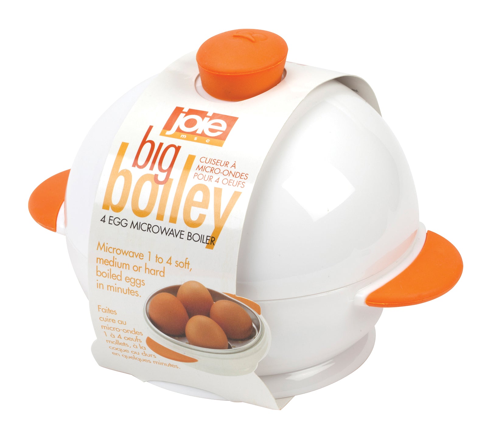 Harold Import Co., Joie 50986 6.75 X 5.25 X 5 White & Orange Big Boiley 4 Egg Microwave Egg Cooker