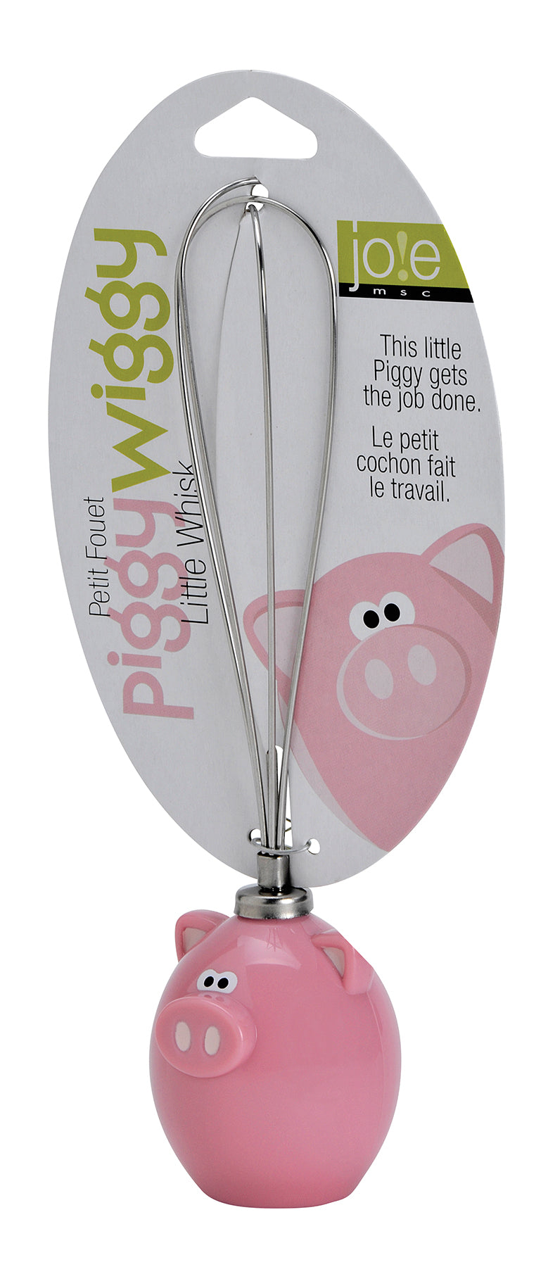 Harold Import Co., Joie 78085 6.75 X 1.75 Pink & Silver Piggy Wiggy Little Egg Whisk