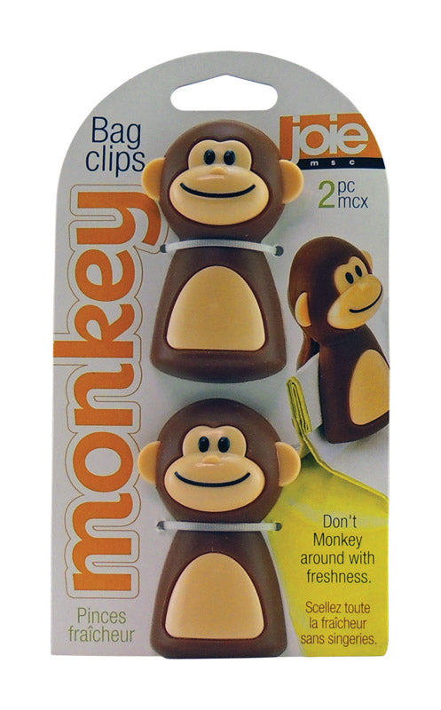 HAROLD IMPORT CO INC, Joie Monkey Brown/ Beige Plastic Bag Clips