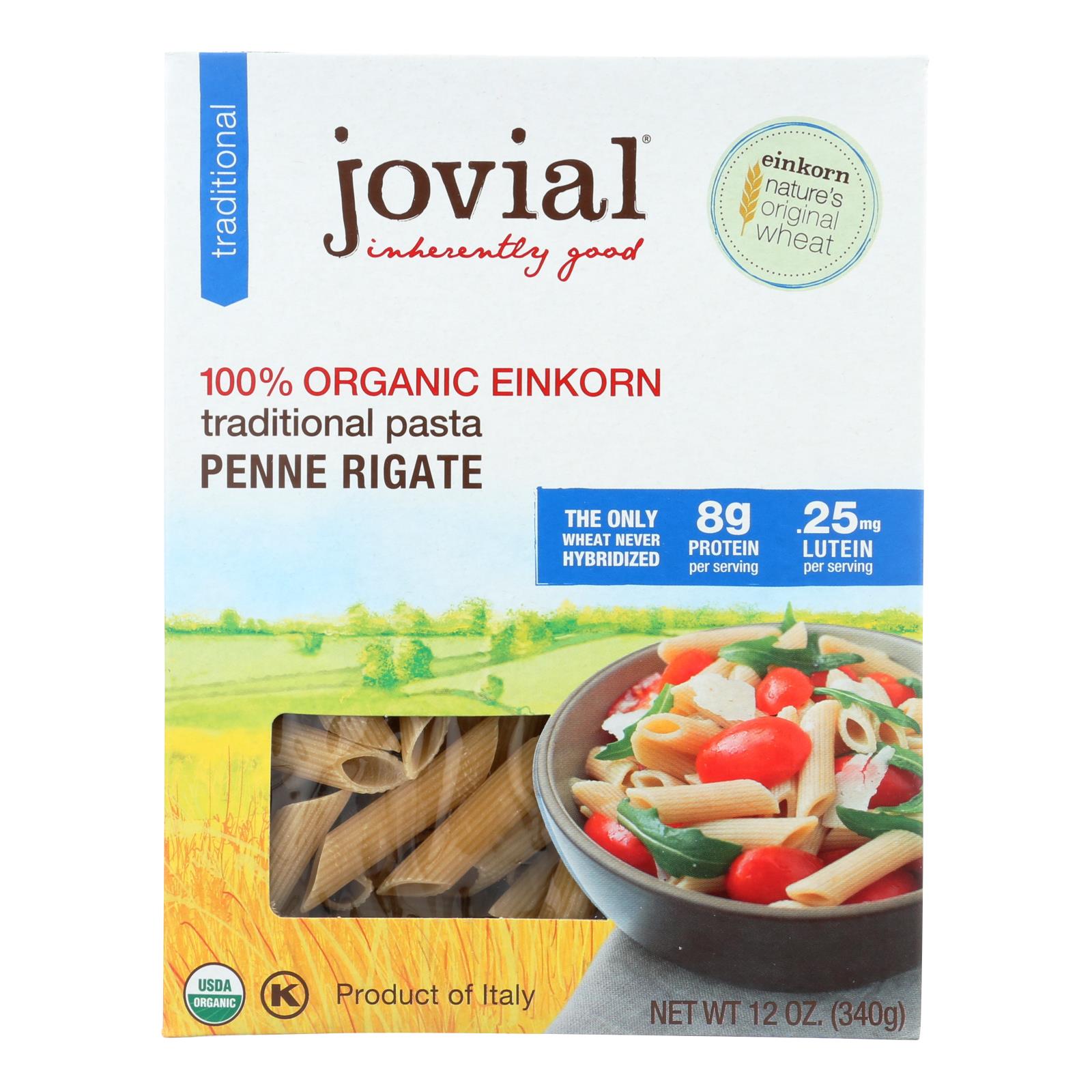 Jovial, Jovial - Einkorn Penne Rigate - Whole Grain - Case of 12 - 12 oz. (Pack of 12)