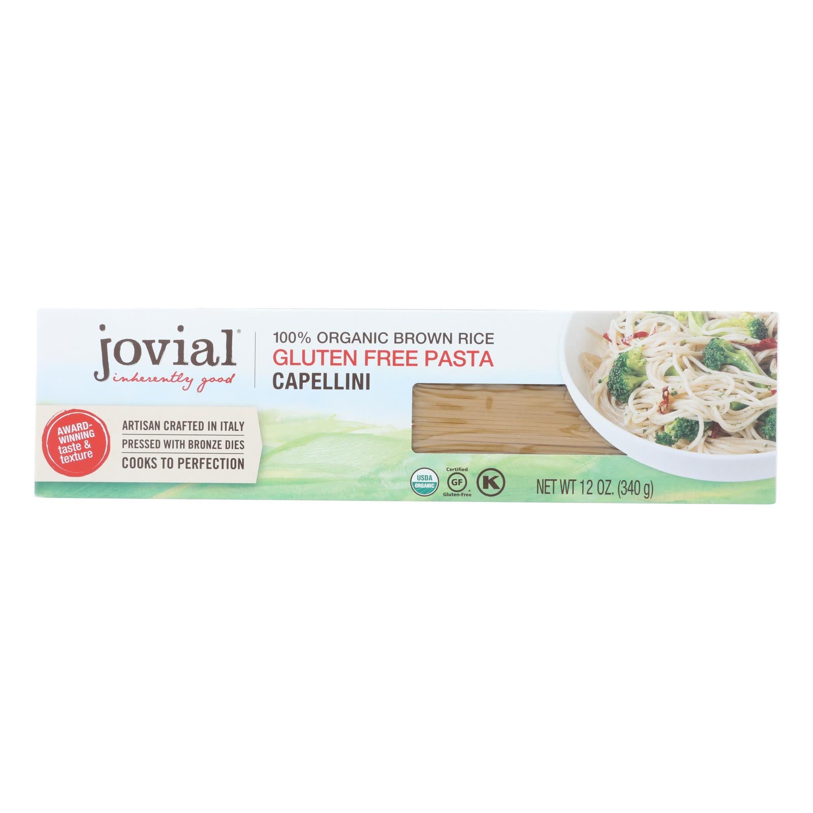 Jovial, Jovial - Gluten Free Brown Rice Pasta - Capellini - Case of 12 - 12 oz. (Pack of 12)