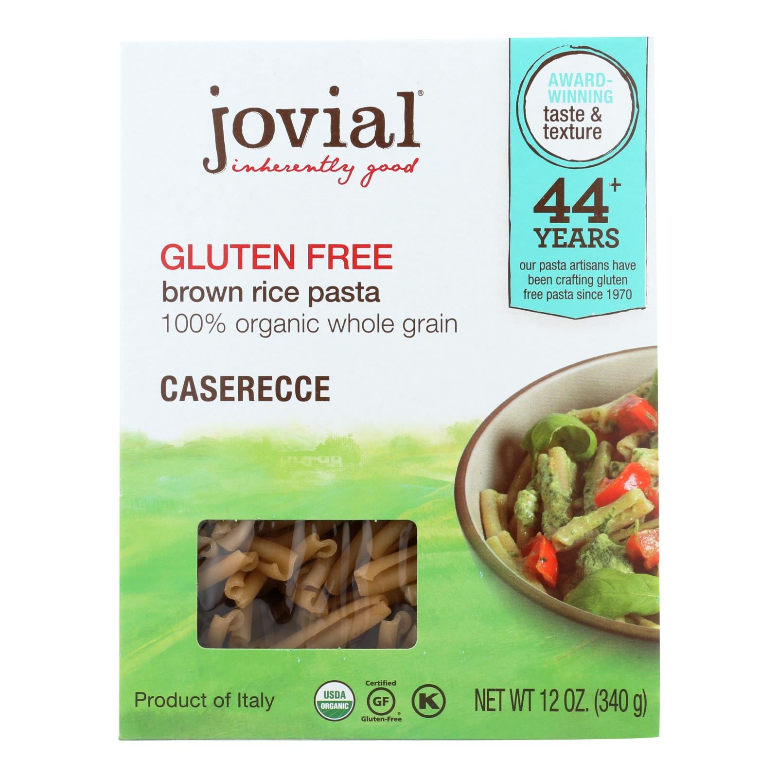 Jovial, Jovial - Gluten Free Brown Rice Pasta - Caserecce - Case of 12 - 12 oz. (Pack of 12)