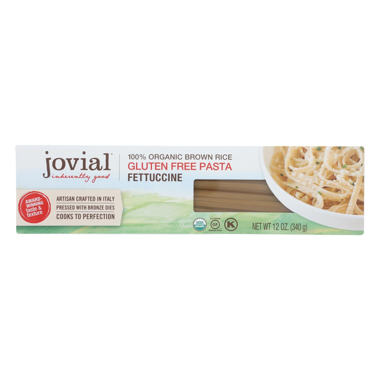 Jovial, Jovial - Organic Brown Rice Pasta - Fettuccine - Case of 12 - 12 oz. (Pack of 12)