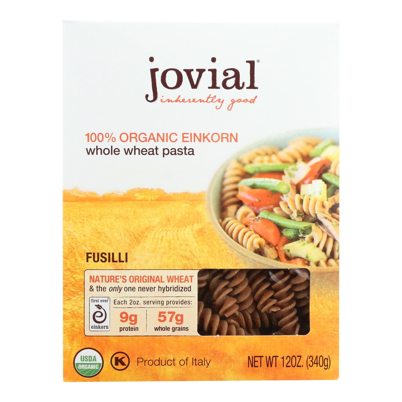 Jovial, Jovial - Pasta - Organic - Whole Grain Einkorn - Fusilli - 12 oz - case of 12 (Pack of 12)