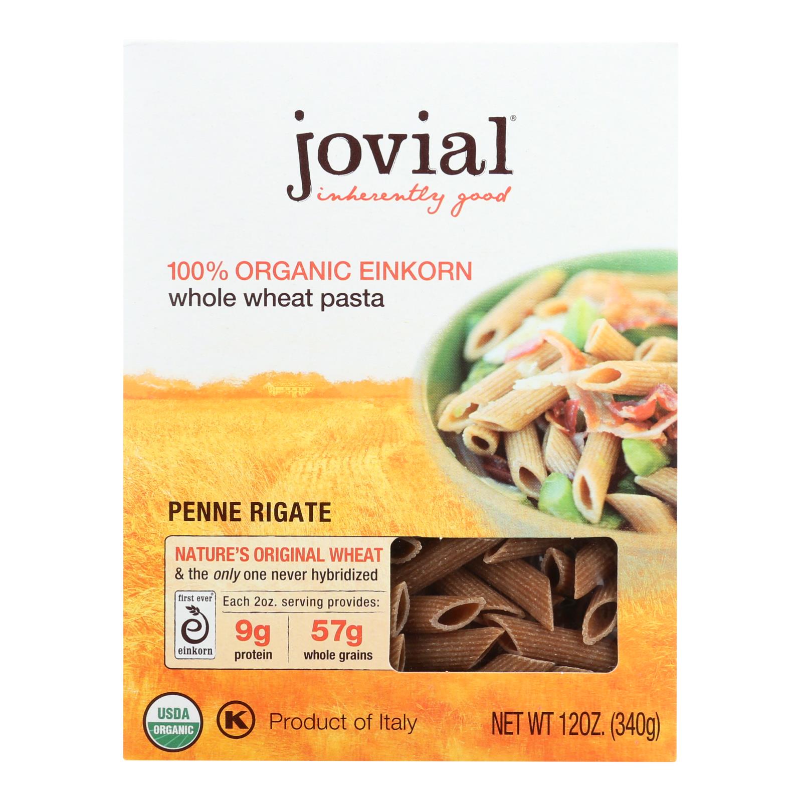 Jovial, Jovial - Pasta - Organic - Whole Grain Einkorn - Penne Rigate - 12 oz - case of 12 (Pack of 12)