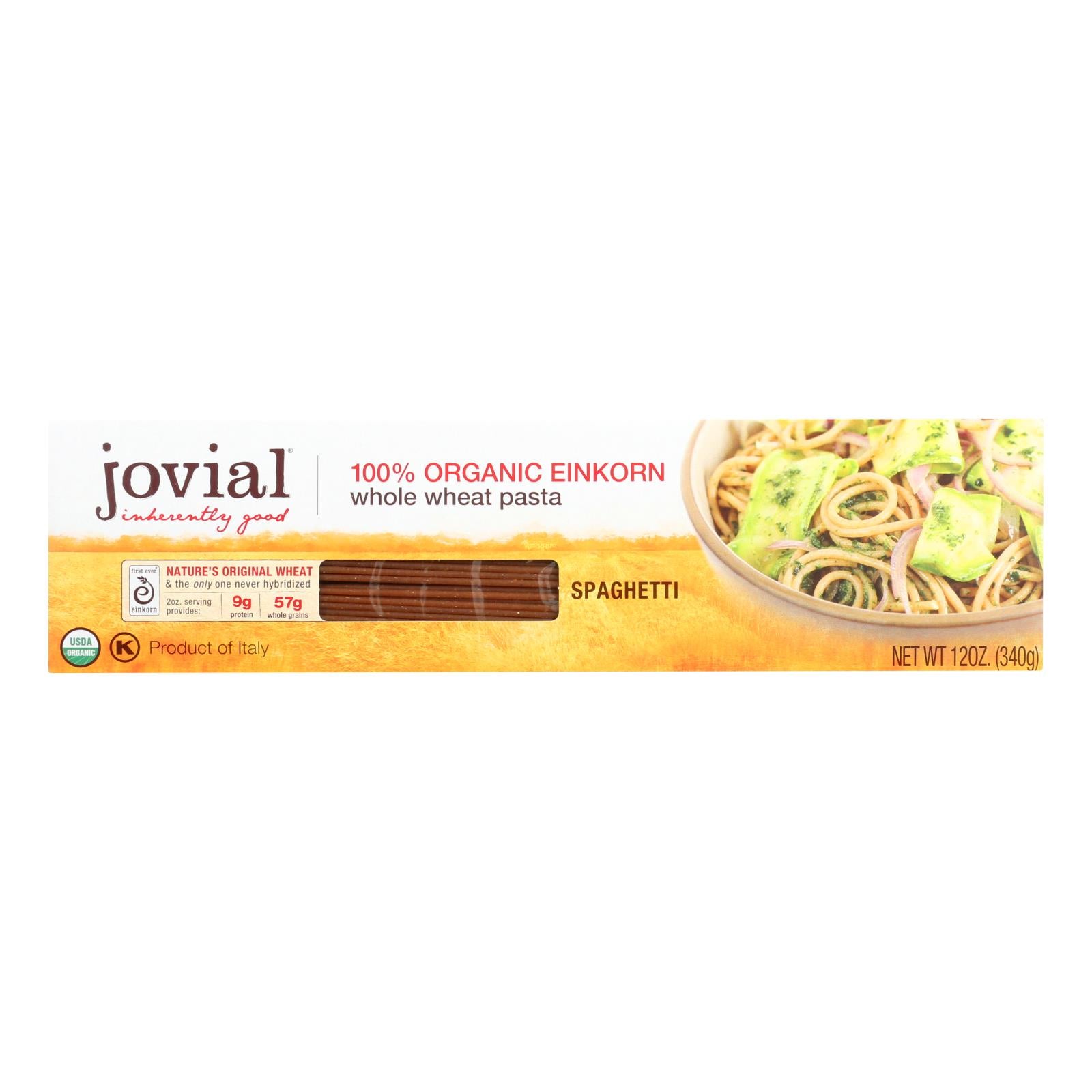 Jovial, Jovial - Pasta - Organic - Whole Grain Einkorn - Spaghetti - 12 oz - case of 12 (Pack of 12)