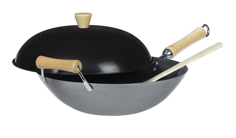 ESCALI, Joyce Chen Carbon Steel Wok Set 14 in. Silver