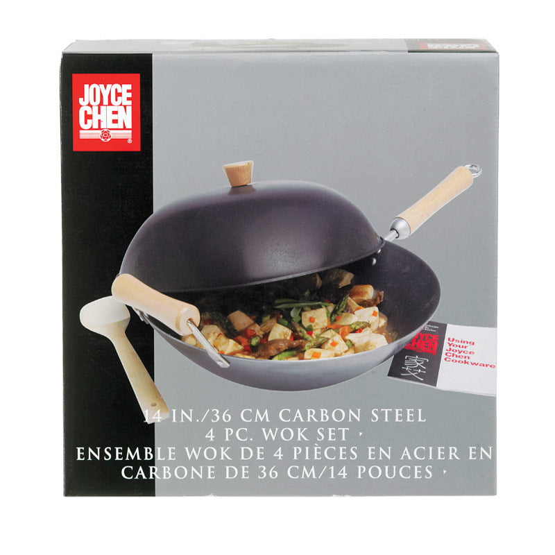 ESCALI, Joyce Chen Carbon Steel Wok Set 14 in. Silver