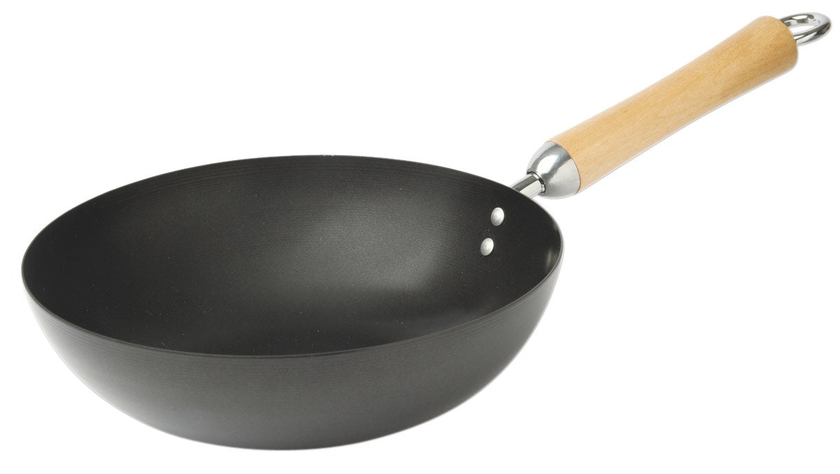 ESCALI, Joyce Chen Professional Cast Iron Stir Fry Pan 11.5 in. Black