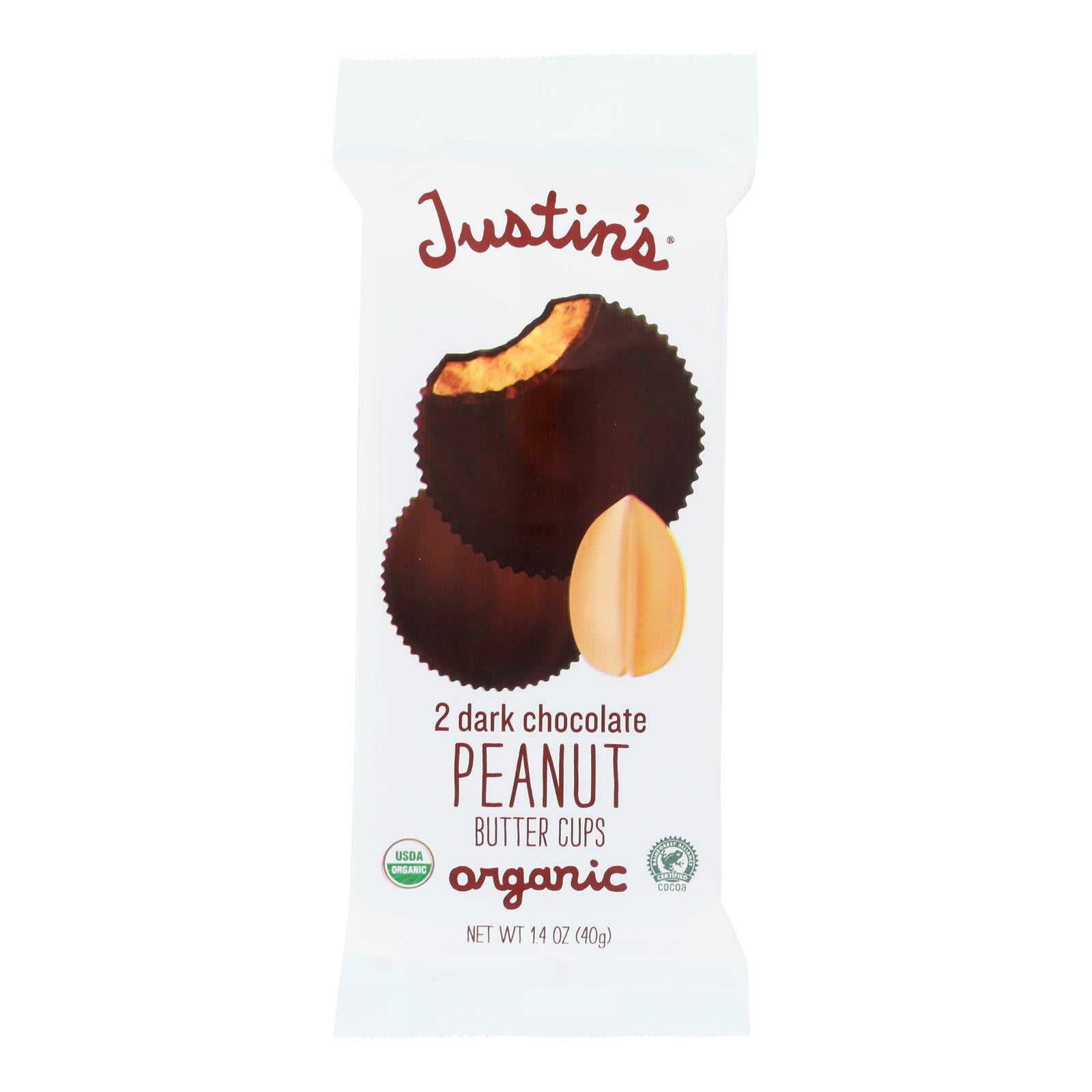 Justin'S Nut Butter, Justin's Nut Butter Organic Peanut Butter Cups - Dark Chocolate - Case of 12 - 1.4 oz. (Pack of 12)