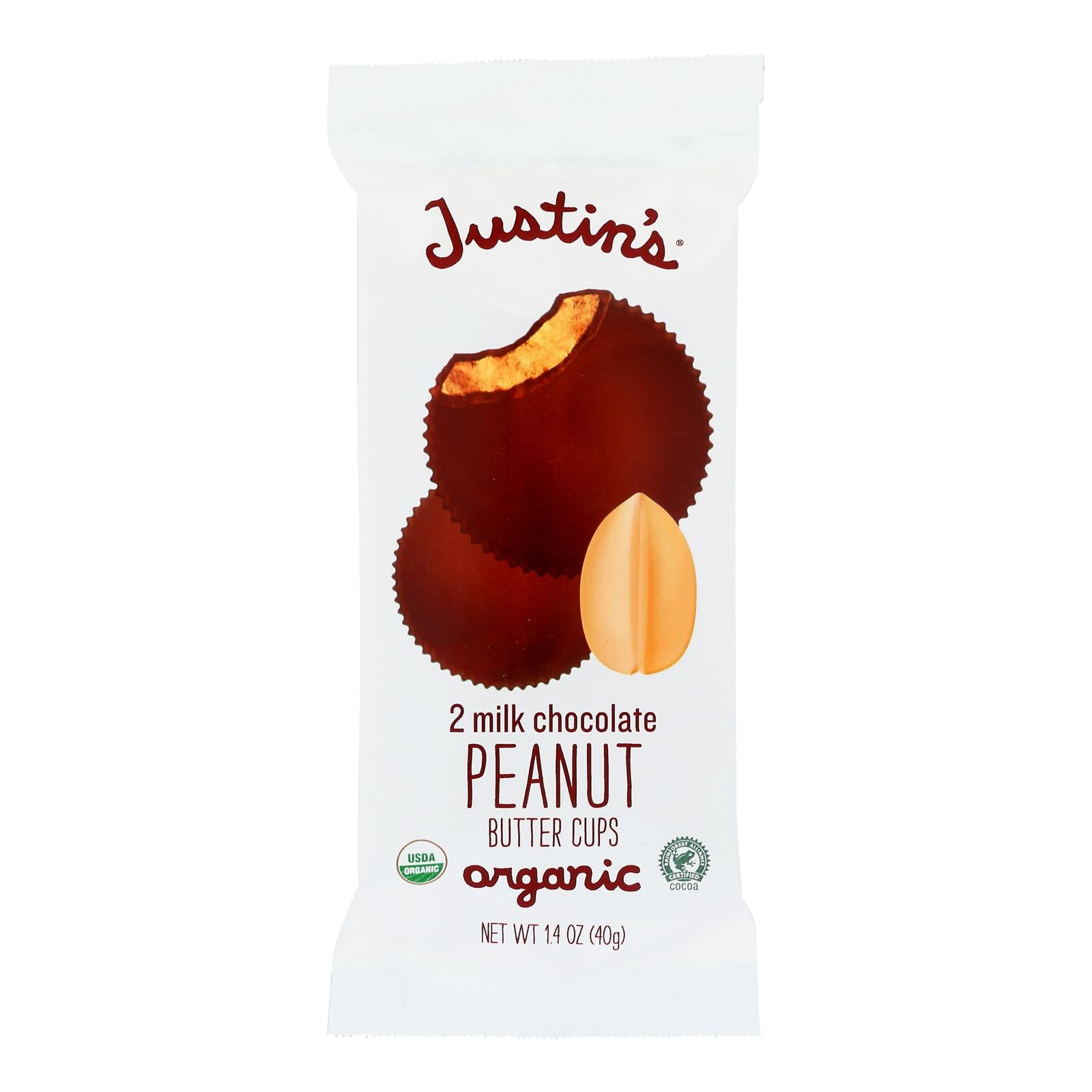 Justin'S Nut Butter, Justin's Nut Butter Organic Peanut Butter Cups - Milk Chocolate - Case of 12 - 1.4 oz. (Pack of 12)