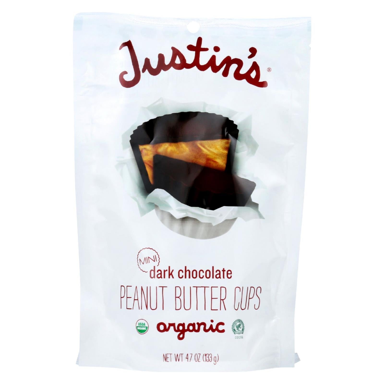 Justin'S Nut Butter, Justin's Nut Butter Peanut Butter Cups - Organic - Dark Chocolate - Mini - Case of 6 - 4.7 oz. (Pack of 6)