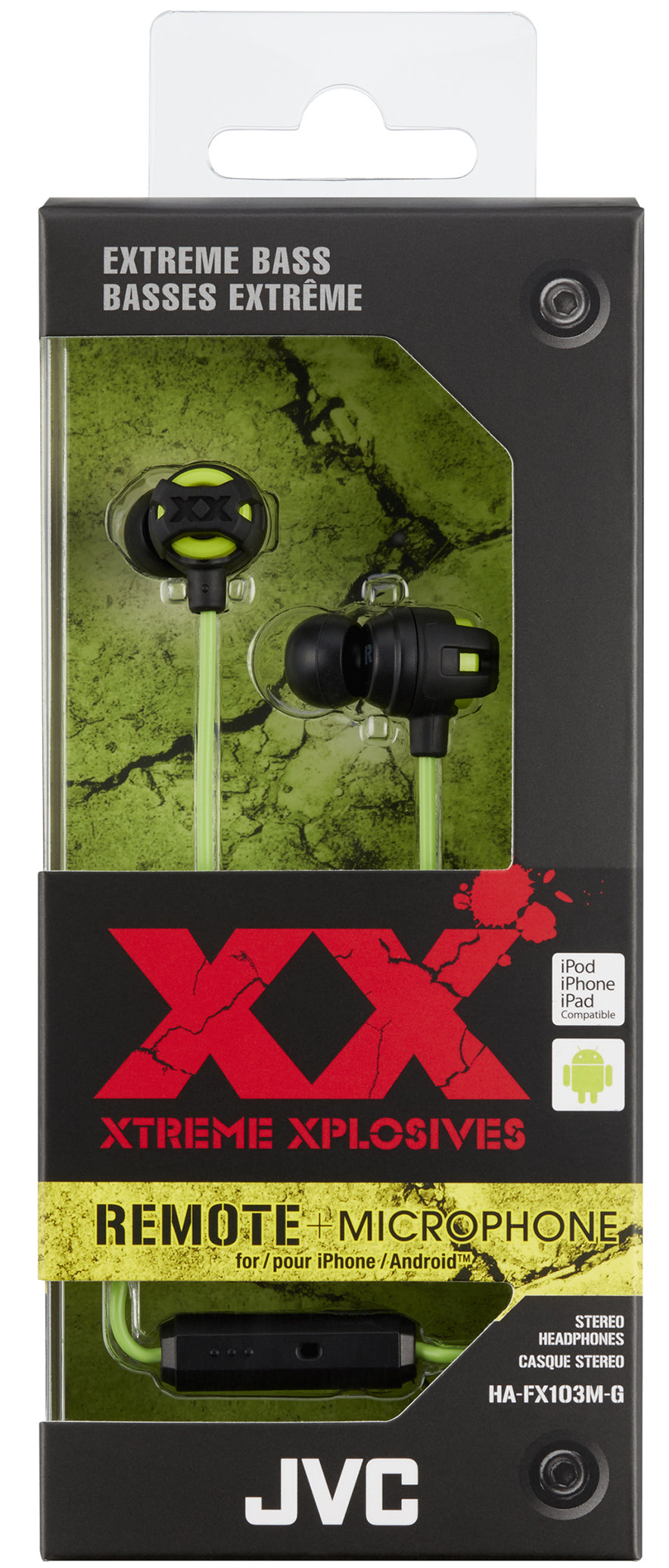 Jvc, Jvc Ha-Fx103mg Green & Black Xx Series In-Ear Headphones With Mic & Remote