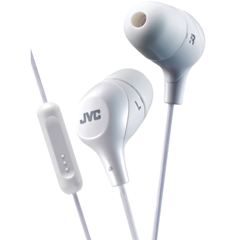 JENSEN DISTRIBUTIONS SERVICES, Jvc Hafx38mw White Marshmallow Inner Ear Headphones With Mic & Remote