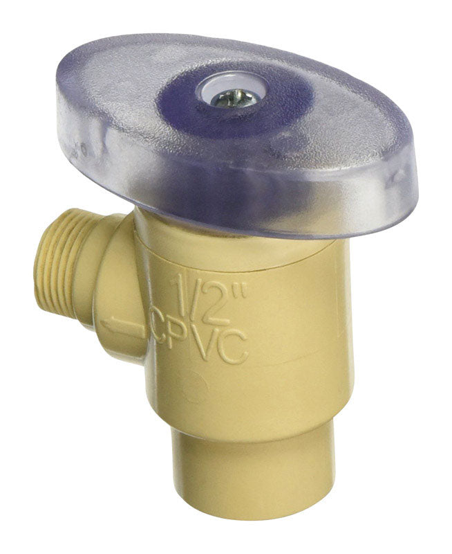 KING BROTHERS INDUSTRIES, KBI 1/2 in.   CTS  T X 3/8 in.   D Compression  CPVC Valve