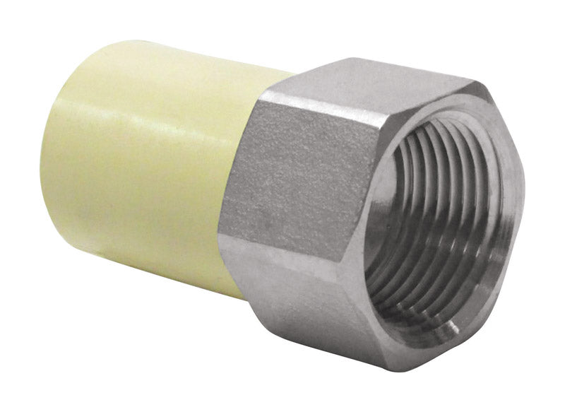 KING BROTHERS INDUSTRIES, KBI  1/2 in. CTS   x 1/2 in. Dia. FPT  CPVC/Stainless Steel  Transition Adapter