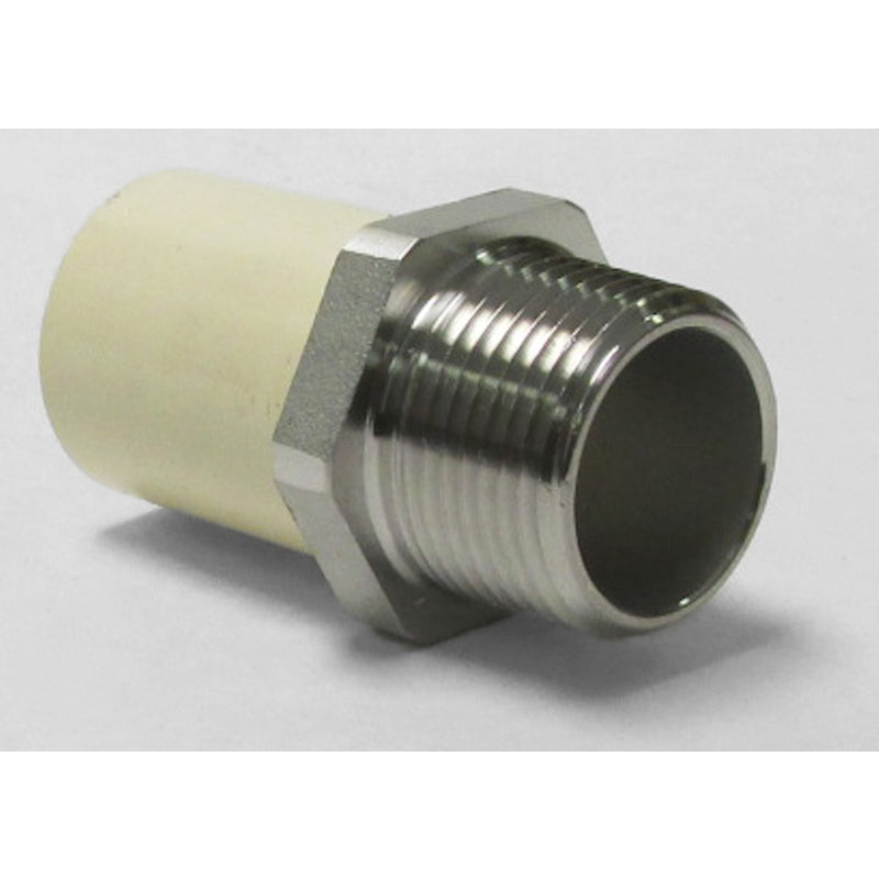 KING BROTHERS INDUSTRIES, KBI  Schedule 40  1/2 in. CTS   x 1/2 in. Dia. MIPT  CPVC/Stainless Steel  Transition Adapter