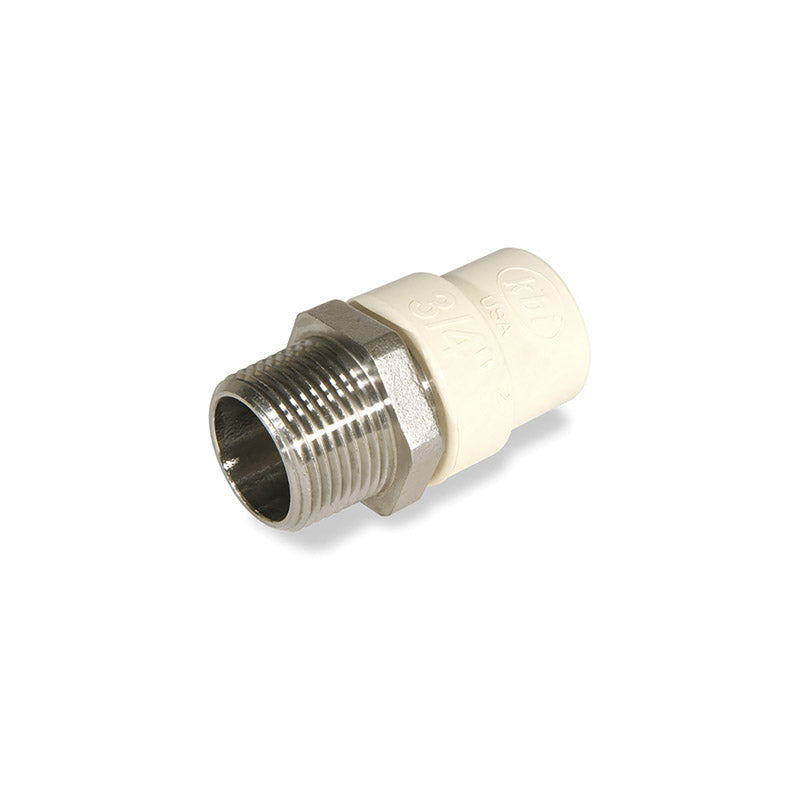 KING BROTHERS INDUSTRIES, KBI  Schedule 40  3/4 in. CTS   x 3/4 in. Dia. MIPT  CPVC/Stainless Steel  Transition Adapter