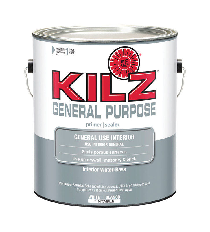 MASTERCHEM INDUSTRIES, KILZ General Purpose White Flat Water-Based Primer and Sealer 1 gal. (Pack of 4)