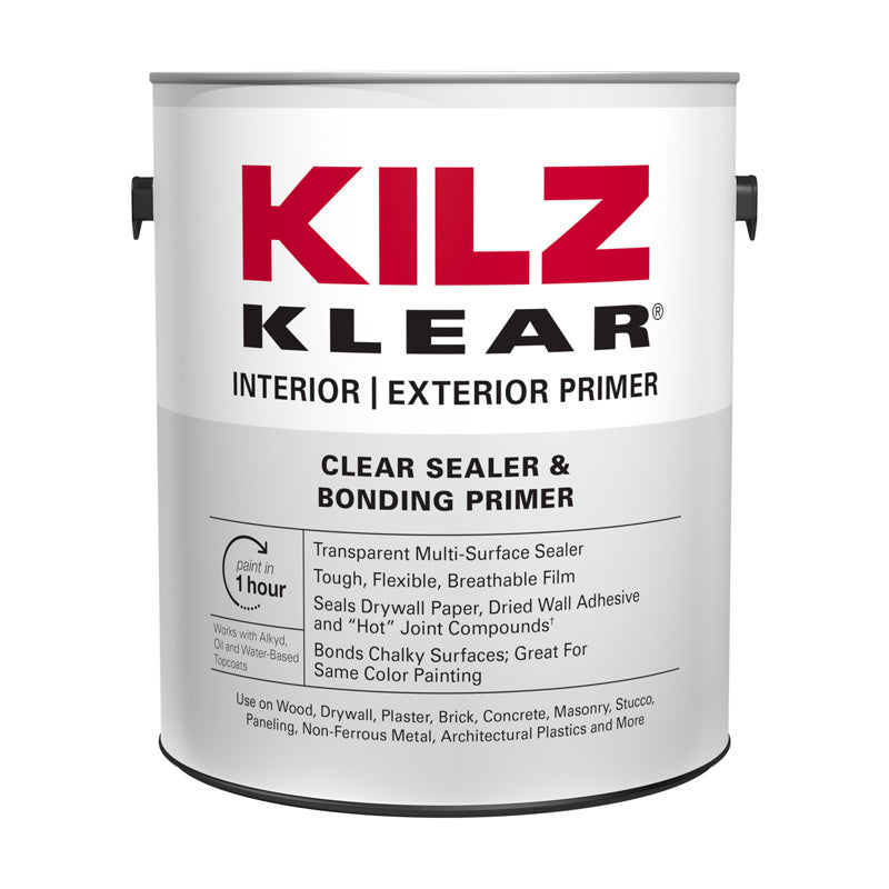 MASTERCHEM INDUSTRIES, KILZ Klear Clear Flat/Matte Water-Based Primer and Sealer 1 gal. (Pack of 4)