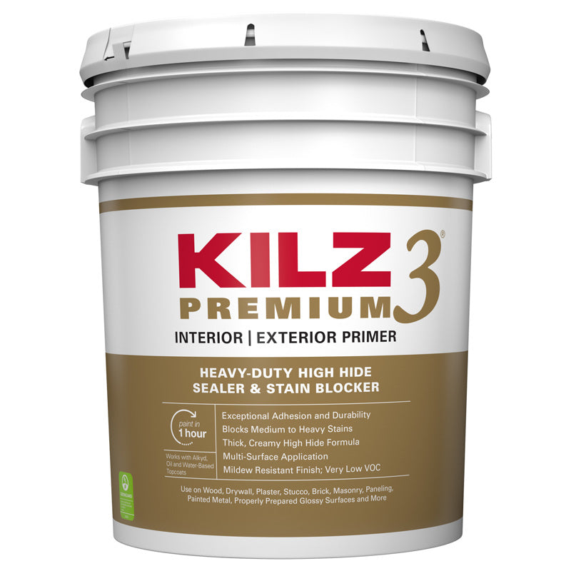 MASTERCHEM INDUSTRIES, KILZ Premium White Flat Water-Based Stain Blocking Primer 5 gal