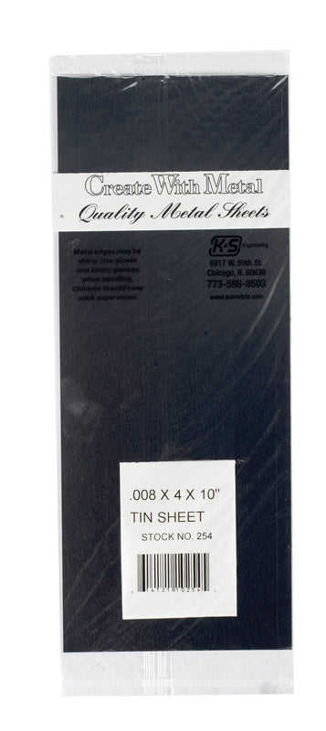 K&S, K&S 0.008 in. x 4 in. W x 10 in. L Tin Sheet Metal (Pack of 6)