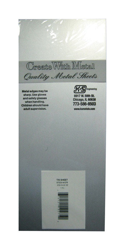 K&S, K&S 0.013 in. X 4 in. W X 10 in. L Tin Sheet Metal