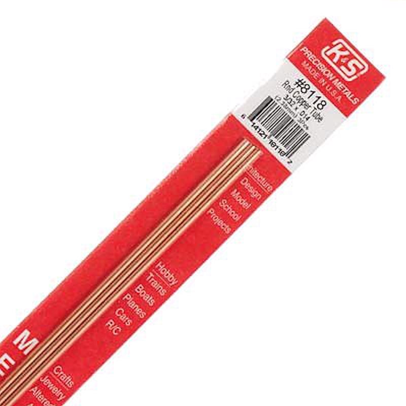 K&S PRECISION METALS, K&S 3/32 in. D X 1 ft. L Utility Copper Tubing