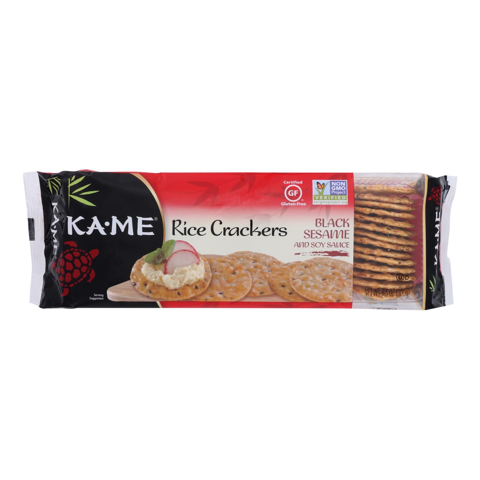 Ka'Me, Ka'Me Ka-Me, Rice Crackers, Black Sesame And Soy Sauce - 1 Each - 3.5 OZ