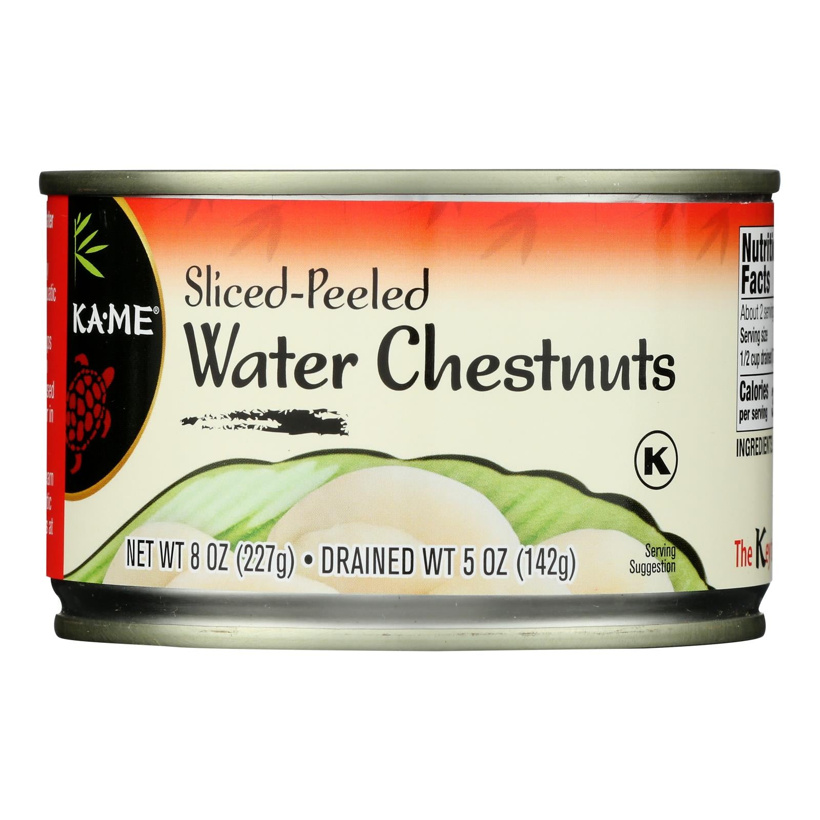 Ka'Me, Ka'Me Ka-Me Sliced-Peeled Water Chestnuts - Case of 24 - 8 OZ