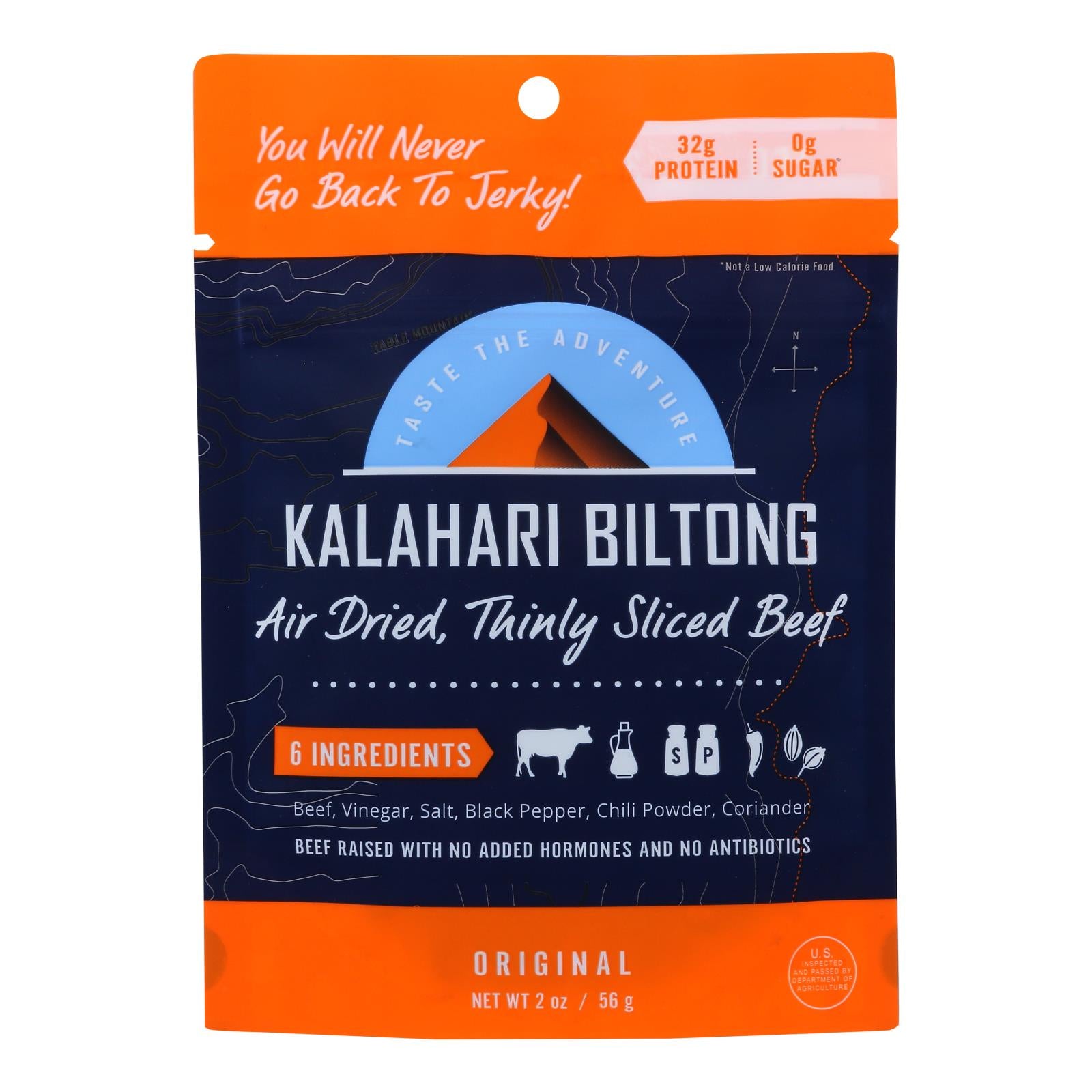 Kalahari Biltong, Kalahari Biltong Air-Dried Sliced Beef - Case of 8 - 2 OZ (Pack of 8)