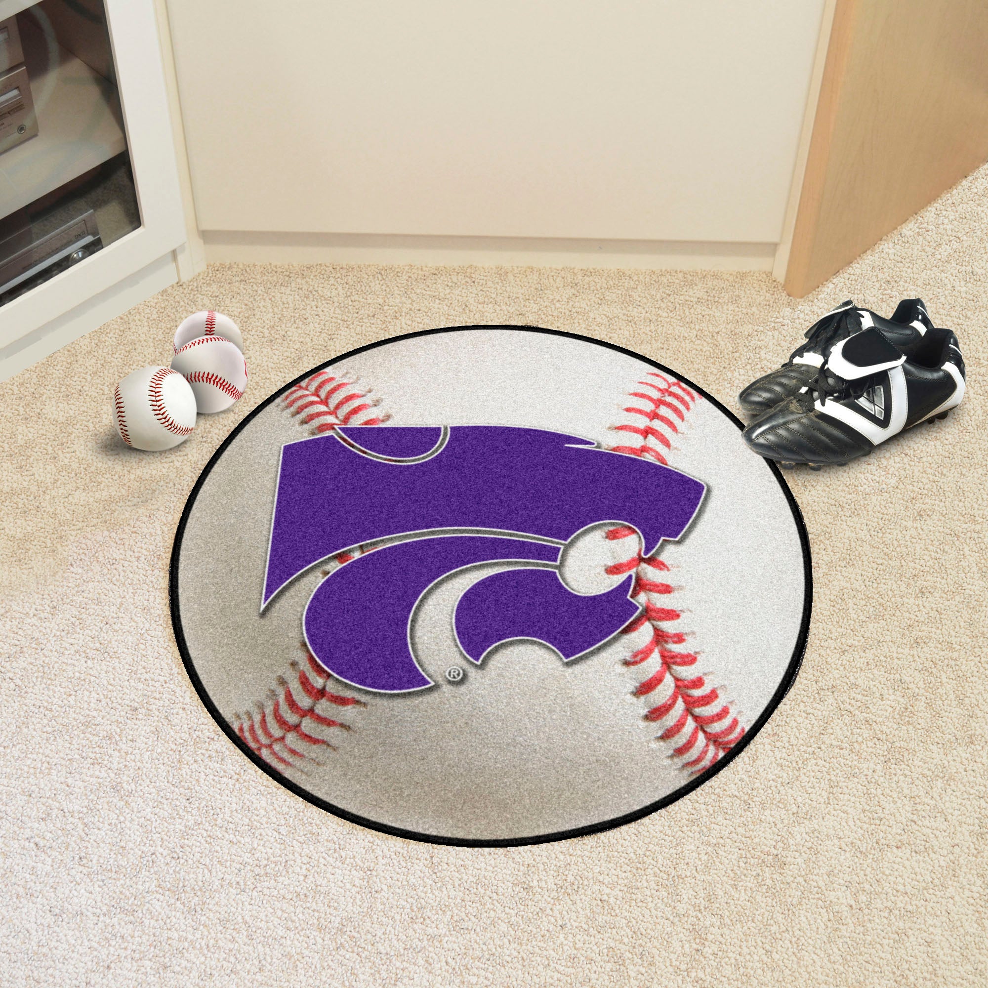 FANMATS, Kansas State University Baseball Rug - 27in. Diameter