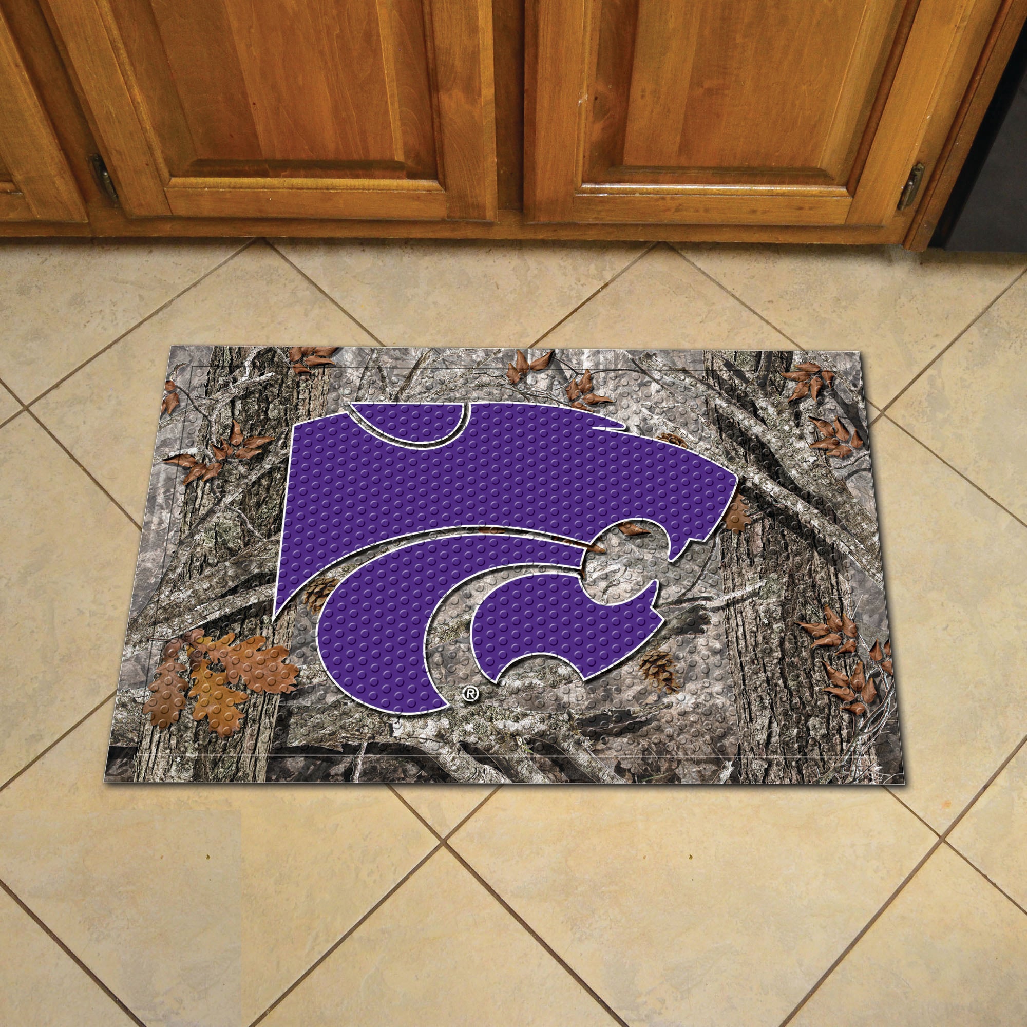 FANMATS, Kansas State University Camo Camo Rubber Scraper Door Mat