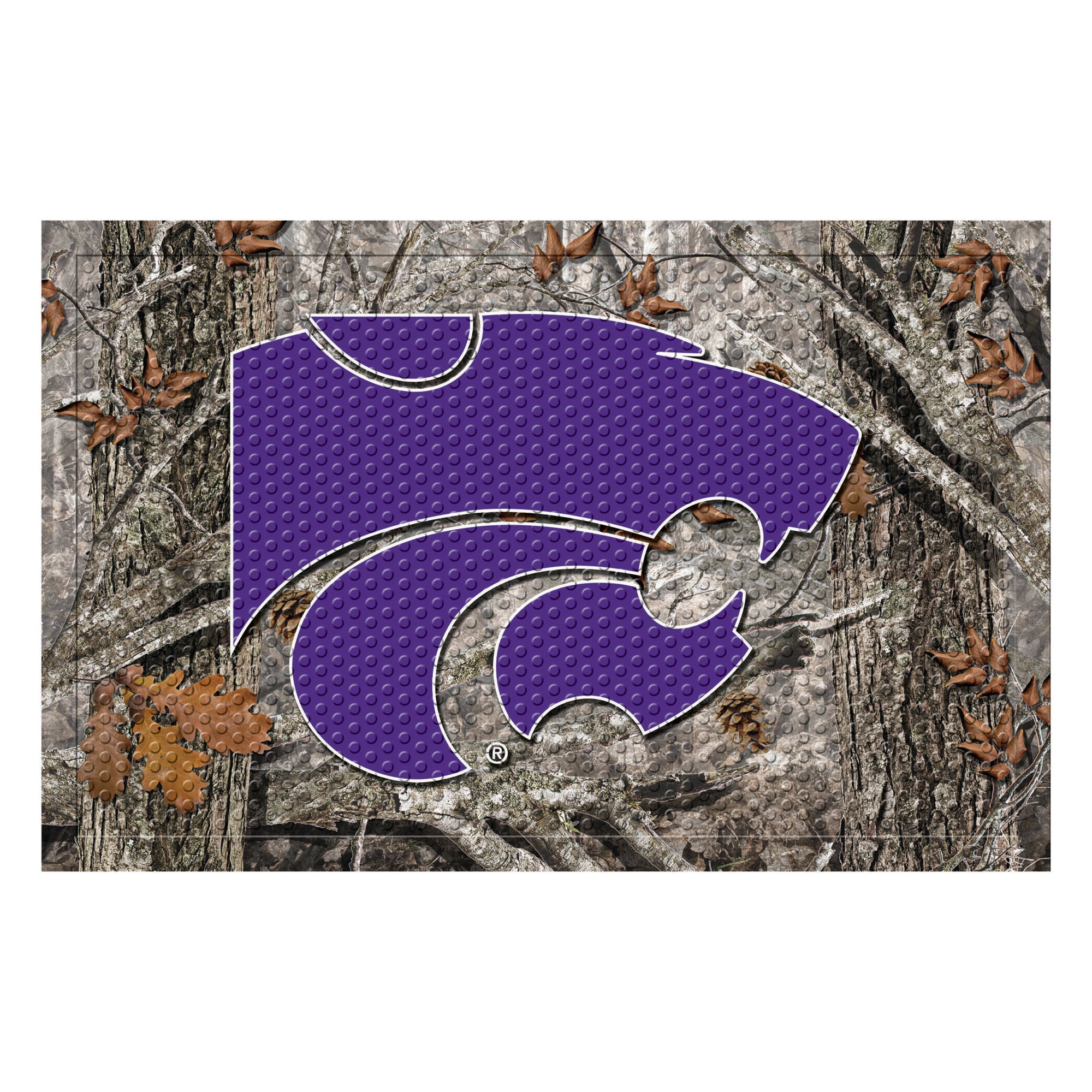 FANMATS, Kansas State University Camo Camo Rubber Scraper Door Mat