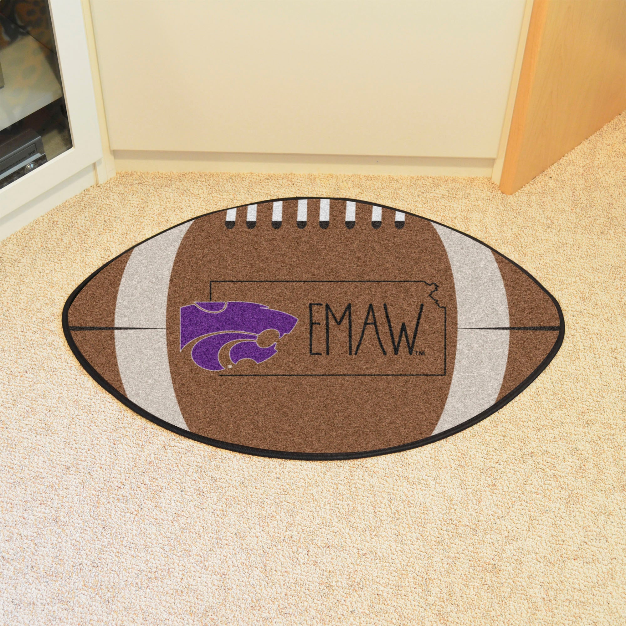 FANMATS, Kansas State University Southern Style Football Rug - 20.5in. x 32.5in.