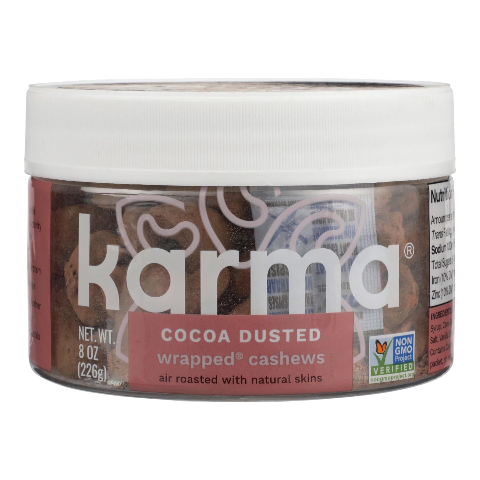 Karma Nuts, Karma Nuts - Cashews Cocoa Dusted - Case of 6 - 8 OZ (Pack of 6)